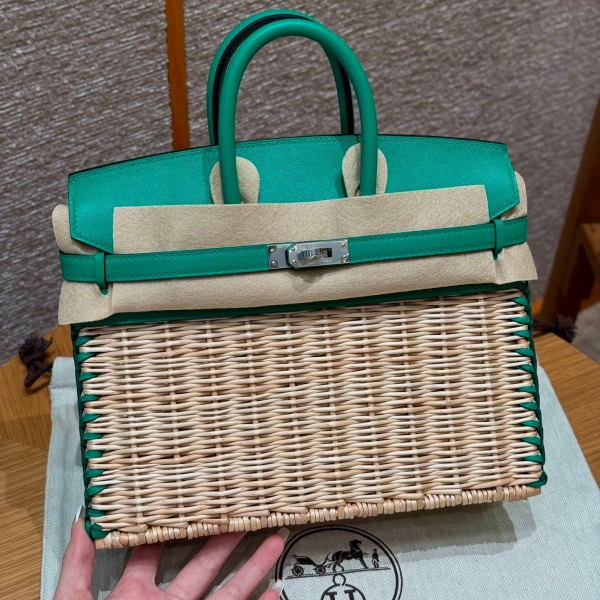 【エルメス HERMES】バーキンピクニック 25 ヴォースイフト ラタン ミント (6W)  シルバー金具（100％手縫い）